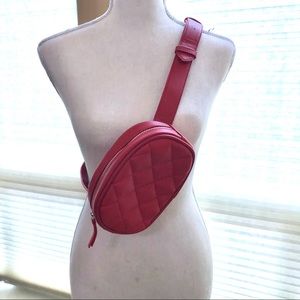 NWOT Red Pleather Quilted Belt Bag